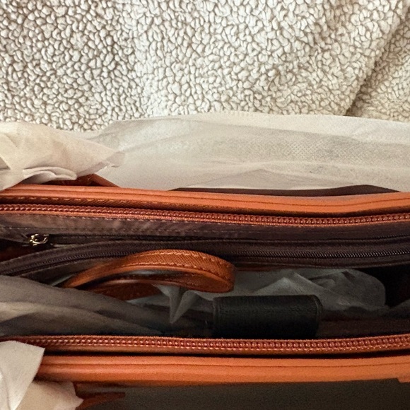 Elegant Tan Women's Handbag Lovevook woman’s laptop bag computer tote zip comp. - Picture 4 of 12